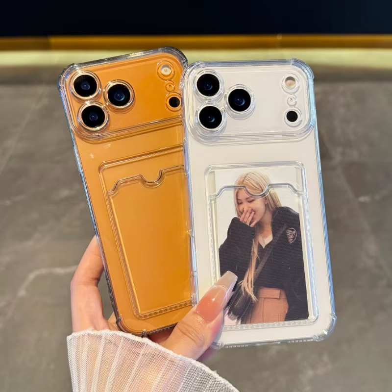 Lens Case Pouch - เคสใสแบบมีช่องใส่การ์ด สำหรับ iPhone 14 Plus 15
