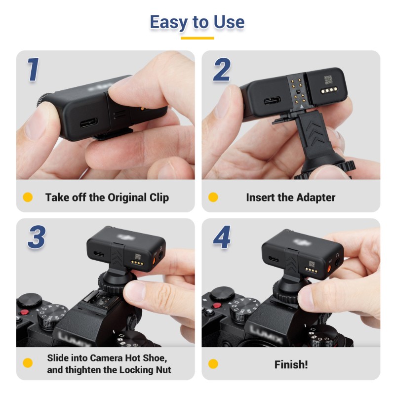 Hot Shoe Adapter - อะแดปเตอร์เกลียวขาตั้งกล้อง ABZZ 1/4-20 สำหรับไมโครโฟน DJI พร้อมฐานยึดแบบ