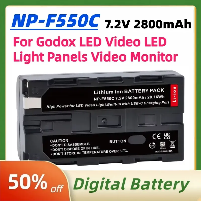 Video Led Light Panel - แบตเตอรี่ NP-F550C NP-F550 F570 7.2V 2800mAh