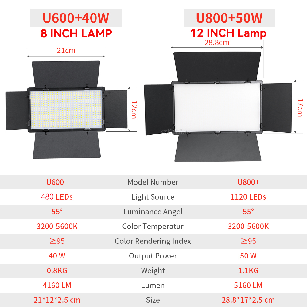 U800 U600 LED Photo Studio แฟล - Video Led Light Panel บทวิจารณ์และราคา